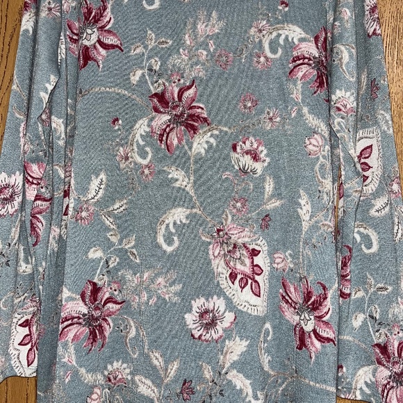 Chico’s Women’s Green Multi Floral Print Cowl Neck Fall/Winter Casual Shirt Sz-L - Picture 3 of 6